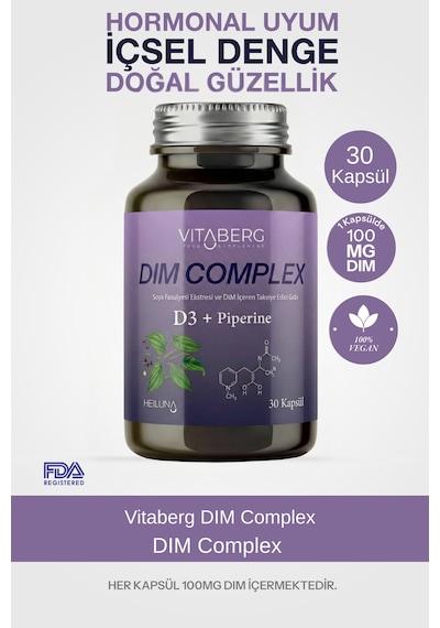Dim Complex 30 Kapsül Dım 100 Mg, D3 Ve Bitkisel Ekstreler İçeren Takviye Edici Gıda