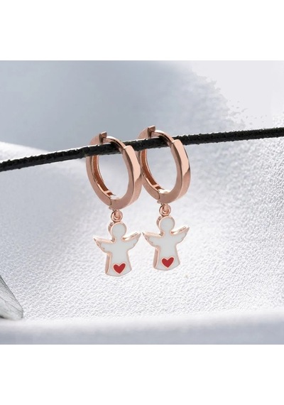 Vaoov 925 Ayar Gümüş Beyaz Mineli Melek Küpe Rose Gold