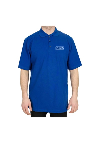 Saxon Logo Polo Yaka Renkli Tişört Gri