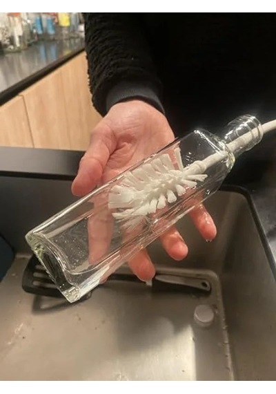 Uzun Şişe Fırçası, 43 Cm, Yumuşak Kıllar Açık Ahşap