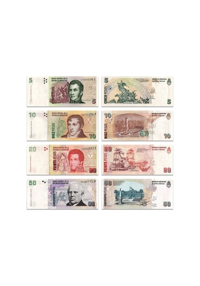 Arjantin 50-20-10-5 Pesos Kağıt Para Set Çil Unc 4'lü Set Koleksiyon Para