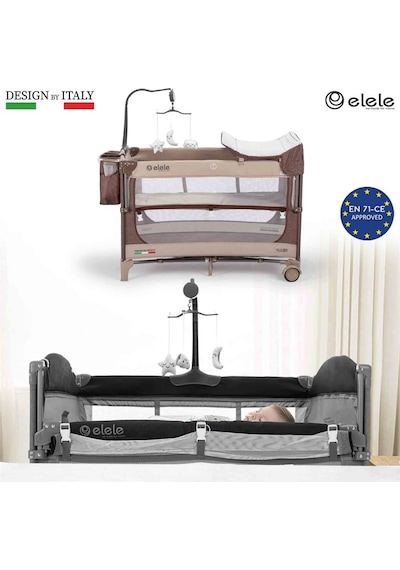 Elele Madre Anne Yanı Park Yatak Oyun Parkı 70x110 Cm Kahverengi - Kahverengi