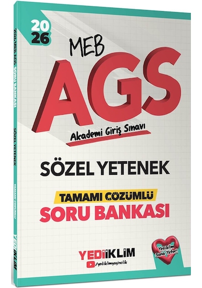 Yediiklim Yayınları 2026 Meb Ags Sözel Yetenek Tamamı Çözümlü Soru Bankası