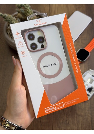 Apple iPhone 16 Pro Max Magsafe Uyumlu Mika Sararmaz Kılıf Soocase720 Pembe