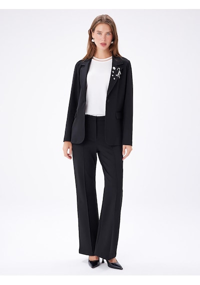 Faik Sönmez İğne Ve Broş Detaylı Örme Blazer Ceket W27ckt019 Uw27ckt01910 Siyah