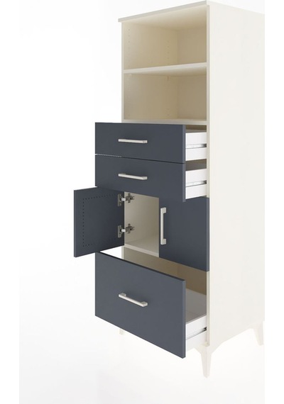 Hyperion Dolap 3 Raflı 3 Çekmeceli 2 Kapaklı 60x44x163 Aytaşı-antrasit Aytası