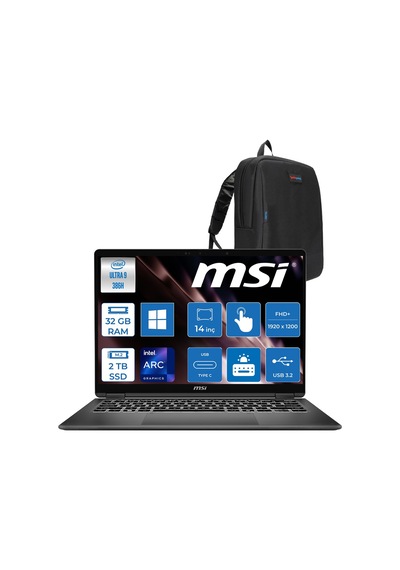 MSI Prestige 14 Flip AI+ D3MTG-038TRH14 Ultra 9 386H 32 GB 2 TB SSD 14" W11H Dizüstü Bilgisayar +Çanta