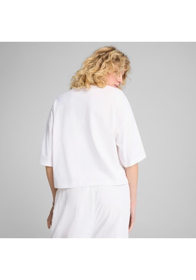 Puma Wardrobe Ess Oversized Short Tee Kadın T-shirt Beyaz