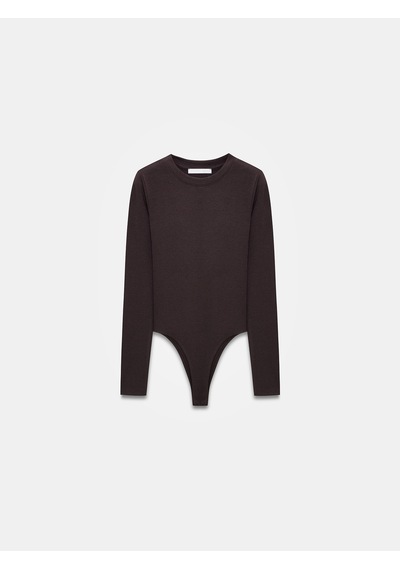 Dilvin 32695 Uzun Kollu Bodysuit-koyu Kahve Koyu Kahve