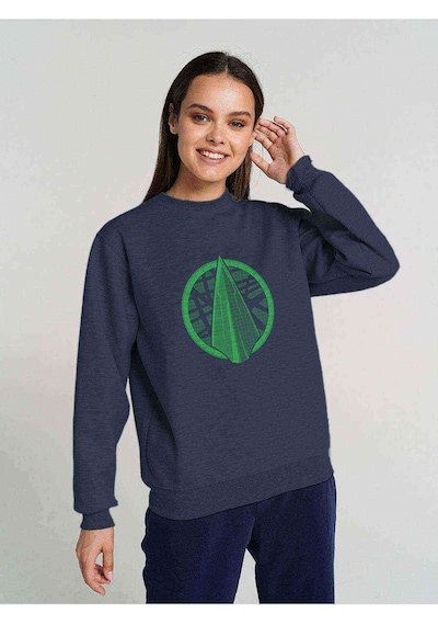 Arrow Logo Classic Baskılı Indigo Mavi Kadın Sweatshirt