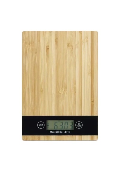 Lb Crown Dijital Hassas Mutfak Tartısı - Terazisi-hassas Ölçüm 5kg Bambu Görünümlü Çok Renkli