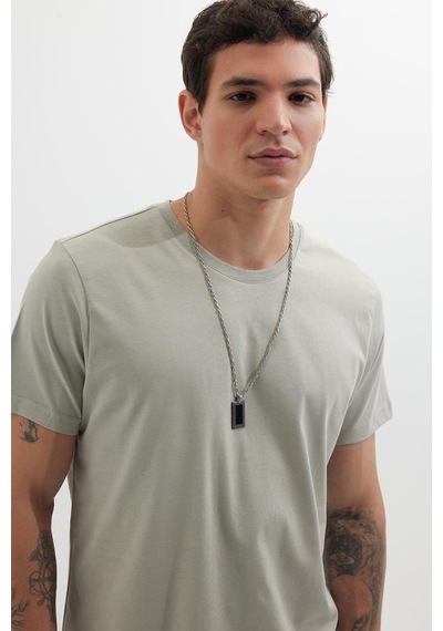 Tudors Unisex Slim Fit Dar Kesim %100 Pamuk Yumuşak Dokulu Gri Bisiklet Yaka Tişört-33603 Gri