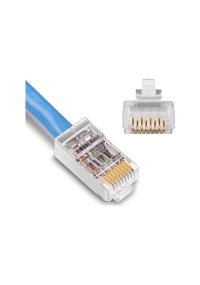 Koodmax - 100 Adet - 3u" Gold Plated Stp Cat5e Rj45 Metal Konnektör - 8p8c Ethernet Kablo Ucu Jack
