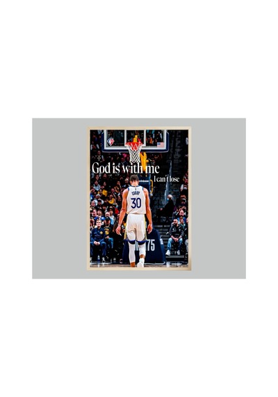 Stephen Curry Doğal Ahşap Çerçeveli Tek Parça Dekoratif Tablo Çok Renkli - 820340094 Çok Renkli