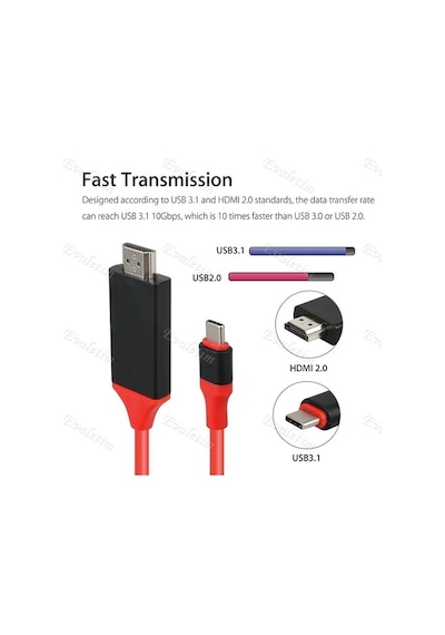 Usb Type C 3.1 To Hdmi Çevirici 4330A Galaxy S9/S10 Note 9 LG Uyumlu G5