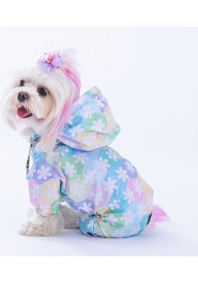 Pawstar Flores Fileli Köpek Tulum Yağmurluğu