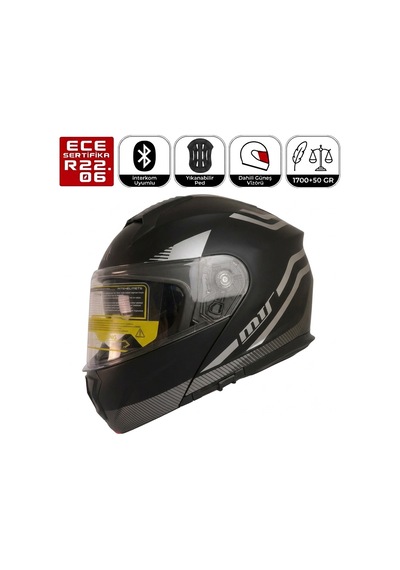 M966 V2 Wx20 Gri Motosiklet Kaskı Güneş Vizörlü Çene Açılır Motorcu Kask Çok Renkli