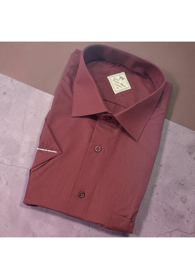 Eren Style Linen Keten Klasik %100 Cotton Kısa Kollu Terletmeyen Gömlek Bordo