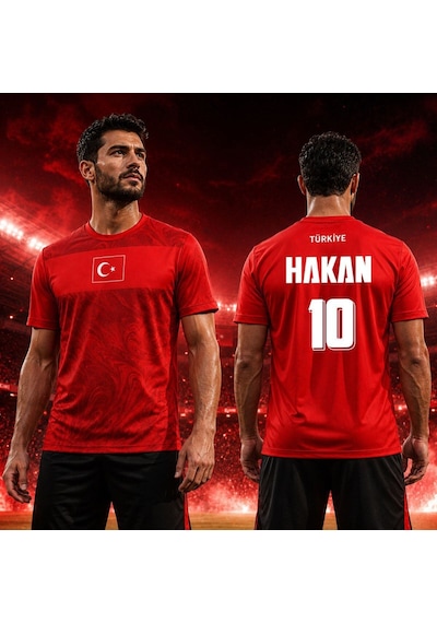 Bk Gift Kişiye Özel İsimli Ve Numaralı Baba&kız Set Türkiye Milli Takım Forması - Tek Yürek Milli Takım Ruhu Kırmızı