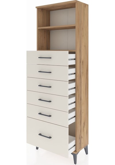 Arges Dolap 2 Raflı 6 Çekmeceli 60x30x182 Çam-aytaşı Atlas Çam