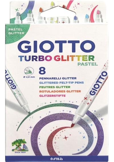Giotto Turbo Glitter 8'Li Pastel Renkler Marker Kalem Set F426300