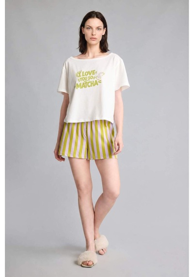 Defacto Oversıze Kısa Kollu 2li Leylak Şortlu Pijama Takımı I0438ax26hspr249 Mor-pr249 Defacto Oversıze Kısa Kollu 2li Leylak Şortlu Pijama Takımı I0438ax26hspr249 Mor-pr249