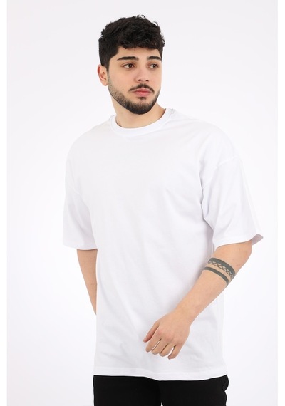 Stil Kombin Düz Basic Oversize Erkek Tişört Bld