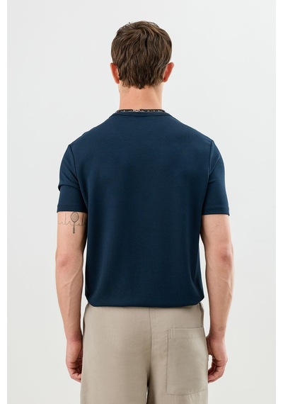 Antioch Pamuklu Düğmeli Yaka T-shirt Lacivert