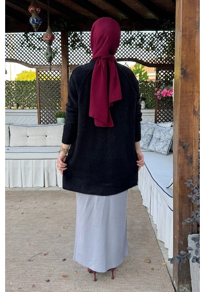 Rabia Şamlı Sedef Angora Triko Hırka Siyah Normal