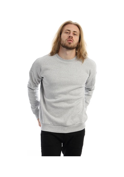 Polostate Erkek Bisiklet Yaka Karyoka Dikişli Sweatshirt Gri