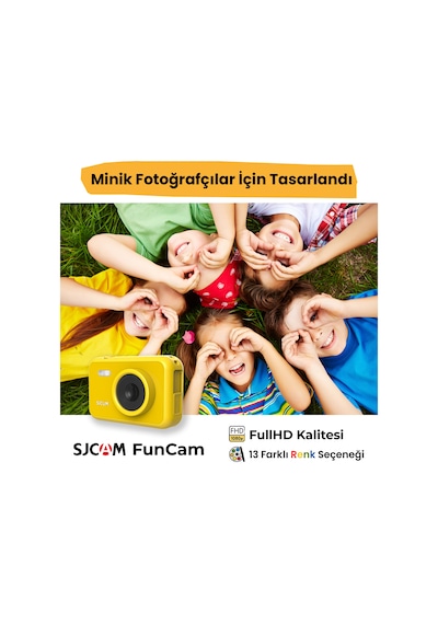 SJCAM FunCam Çocuk Kamerası FullHD 1080p 12MP 2.0” Ekran 650mAh Fotoğraf Makinesi Bulut Desenli Beyaz