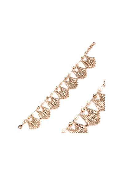 5,5 Mm Doğal İncili Yelpaze Modelli Bileklik Gold Sarı Altın