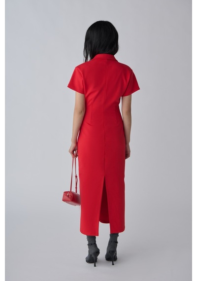 Suud Collection Kırmızı Raine Polo Yaka Elbise