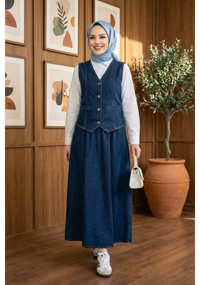 Hb Harma Time Butik Kadın Düğmeli Ve Cepli Kot Lacivert Tunik Etek İkili Takım Lacivert Lacivert Hb Harma Time Butik Kadın Düğmeli Ve Cepli Kot Lacivert Tunik Etek İkili Takım Lacivert Lacivert