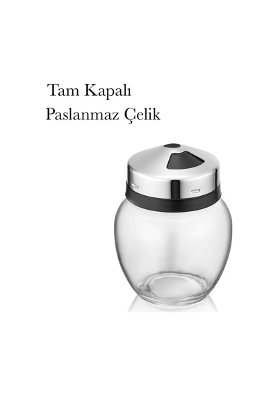 Lexroo Cam Baharatlık 370 Ml Paslanmaz Çelik Tam Açık Tam Kapalı