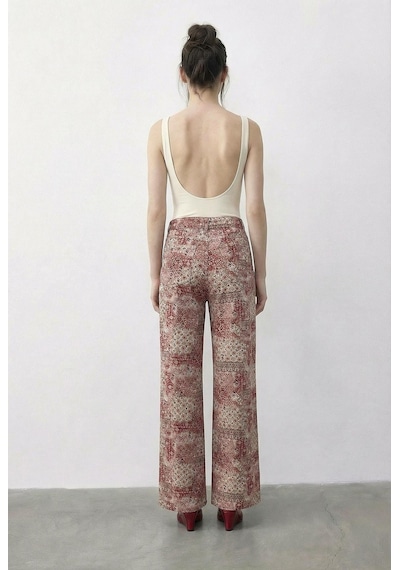 Shade Kadın Vintage Desen Yüksek Bel Denim Pantolon Dp251033 60286008 - Pudra