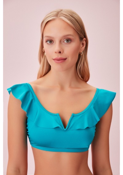 Suwen Volanlı Bralet Bikini Üst Sb24400096 Turkuaz