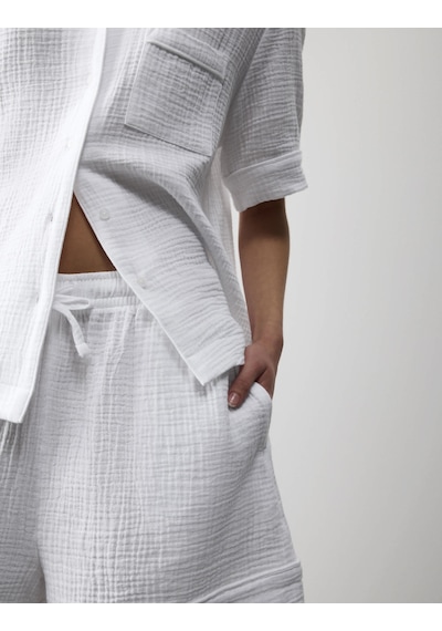 Marks & Spencer Autograph Müslin Pijama Takımı T37002003A Beyaz