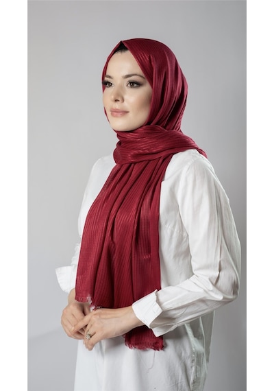Hürrem Bone Bordo İnce Çizgili Şal Viskon Kumaş Bursa Dolama 202111 16 Bordo