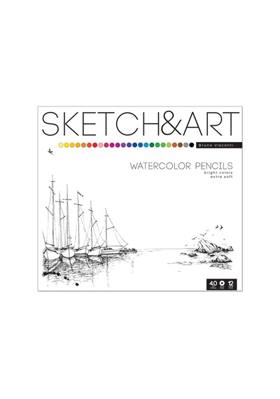 Sketch&Art Profesyonel Aquarel Kuru Boya Kalemi 24 Renk.Metal Kut