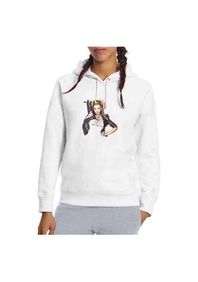 Beyonce Dream Baskılı Beyaz Kadın Kapşonlu Sweatshirt