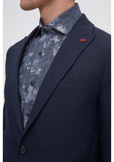 Twn Slim Fit Lacivert Armürlü Uçan Blazer Kumaş Ceket 4ef04zb024092 Lacivert