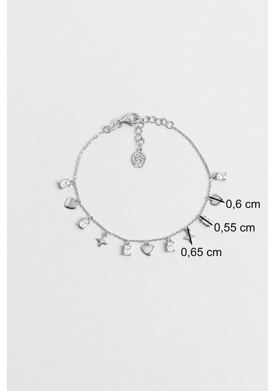Mira 18 Ayar Beyaz Altın Kaplama 19 Cm Gümüş Minimal Kalp Bileklik