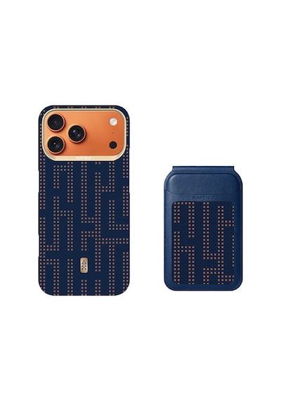 Apple iPhone Uyumlu 17 Pro Max Kılıf Raptic 2in1 Bundle Kit Aramid Skin Grid Serisi Kartlık Ve Karbon Kapak Laci Lacivert