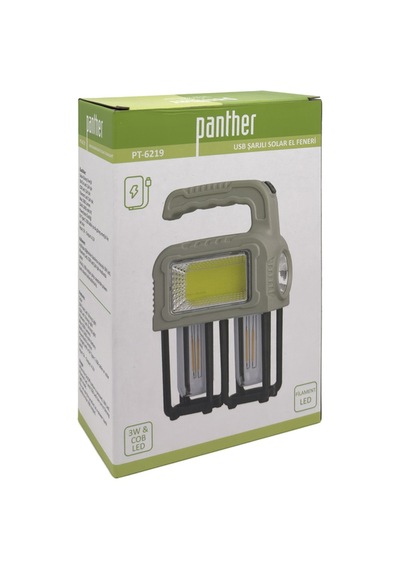 Panther Pt-6219 Usb Şarjlı Solar El Feneri Beyaz