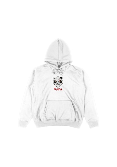 Tarzsokak Panda Fire Oversize Unisex Kapüşonlu Sweatshirt Hoodie Beyaz