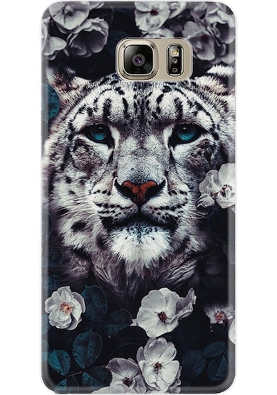 Samsung Uyumlu Galaxy Note 5 Kılıf Silikon Flowers Snow Leopard 1335