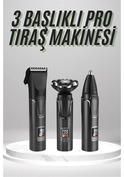 Ceylan Adam Dijital Göstergeli 3 Başlıklı Tıraş Makinesi Islak Kuru Lazer Öncesi Günlük