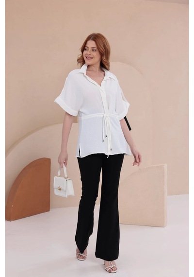 Bbbutikbasic Yarasa Apoletli Spz Model Gömlek Hkn34 Beyaz