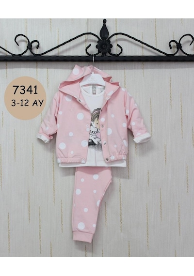 Candysbebe Kız Cocuk 3 Parça Takım 3-12 Ay Pembe Candysbebe Kız Cocuk 3 Parça Takım 3-12 Ay Pembe